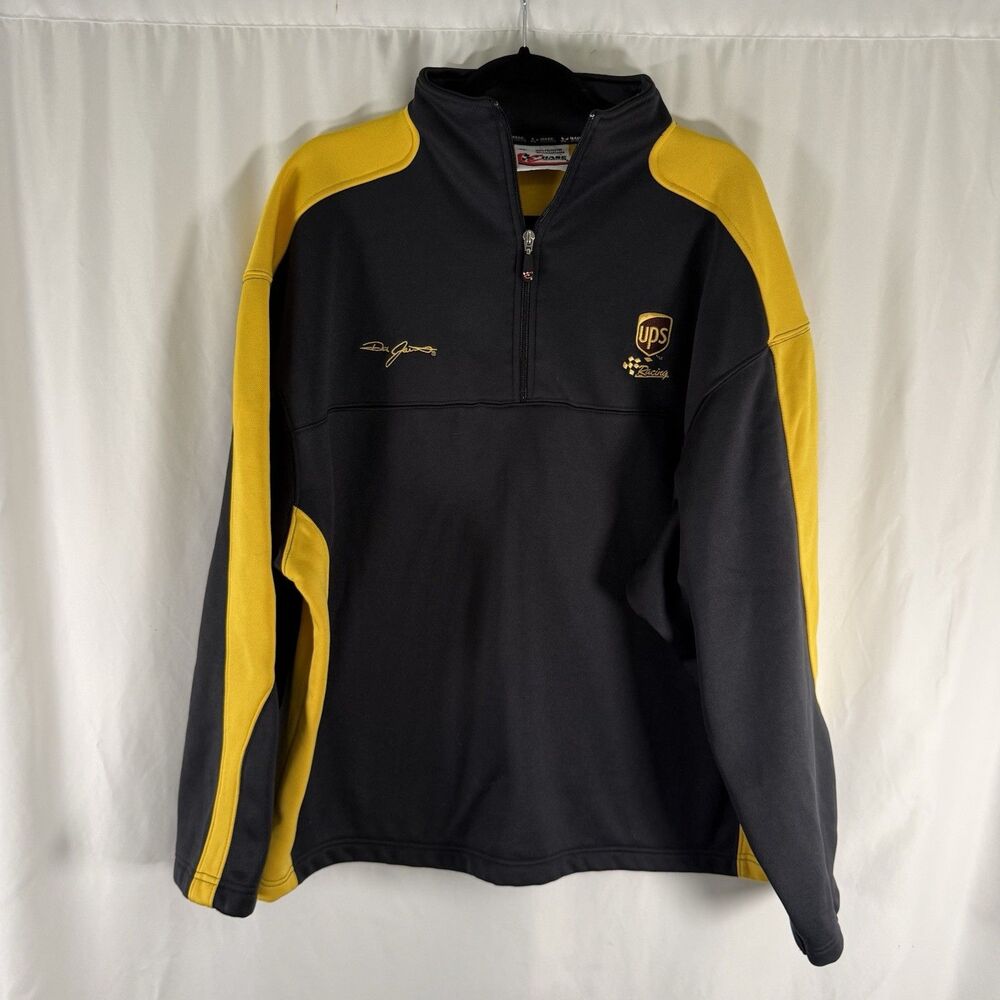 UPS Racing #88 Dale Jarret 1/4 Zip Sweater Men's XL Black Yellow Pullover